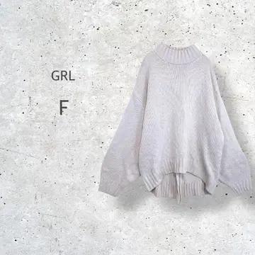 [ GRL ] 하이넥 하이 게이지 니트 백 슬릿 드롭 숄더