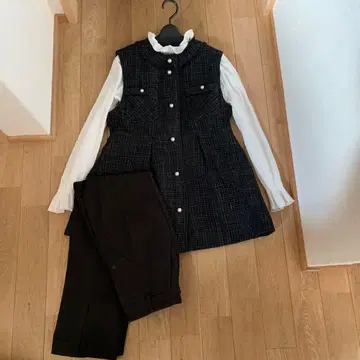 컬러 트위드 지레 & 슬림 스트레이트 팬츠 셋업 포멀 세레모니 수트