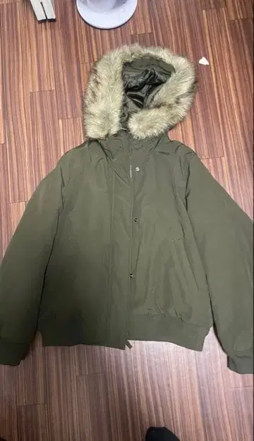 퍼 후드 자켓 올리브 그린