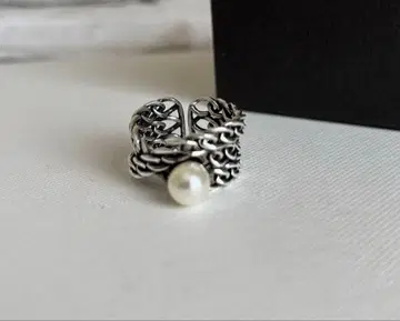 최종 가격 인하 펄 실버 메쉬 반지 프리 사이즈