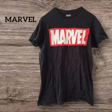1점 한정 MARVEL 블랙 반팔 T셔츠 상의 프린트 로고