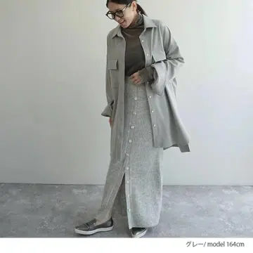 여성용 그레이 리브 타이트 스커트