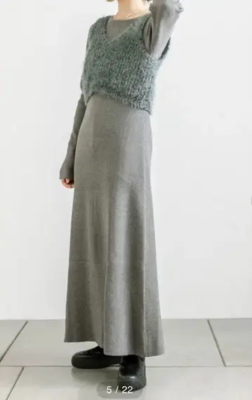 myst ic 니트 베스트 원피스 세트 그레이 롱 원피스 긴팔