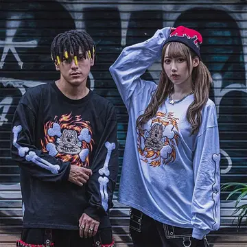 GALFY 뼈 롱T 블랙 L