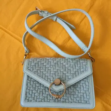 라이트 블루 뜨개질 디자인 핸드백