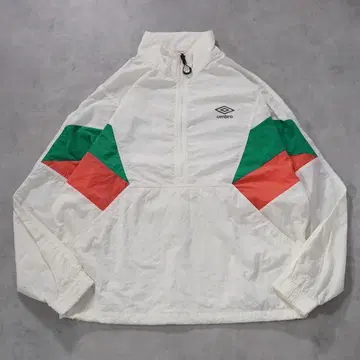 엄브로 나일론 자켓 구제 의류 하프 지퍼 로고 M 화이트 그린 17621