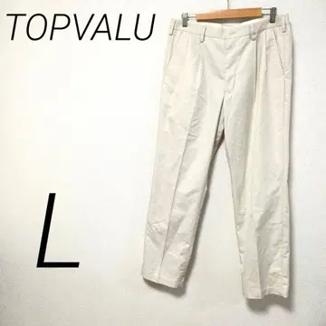 TOPVALU 아이보리 플리츠 치노 팬츠 캐주얼 포켓 4개 L