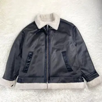 ZARA 자라 인조 가죽 무스탕 보아 자켓 블랙 M