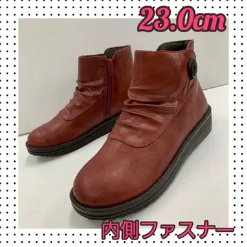 새상품 23.0cm 집업 주름 부츠 와이드핏 트렌드 부츠 와인