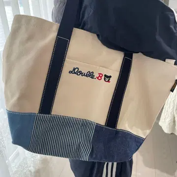 마더스백 Double.B 토트백 베이지 네이비