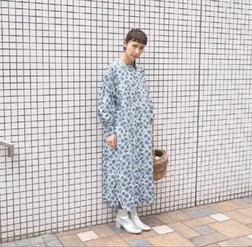 ADIEU TRISTESSE 리버티 원피스 블루 스카이블루 미니 꽃무늬