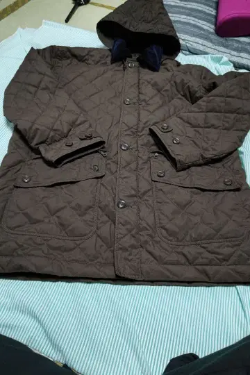 COTTONCOMPANY 브라운 퀼팅 후드 부착 자켓