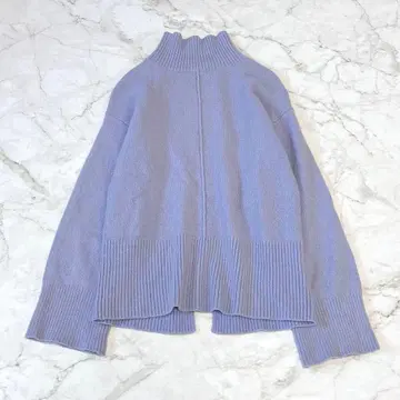 미라 오웬 백 슬릿 울 캐시미어 니트 블루