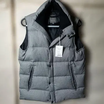 그레이 계열 하운드투스 패턴 다운 베스트 M 사이즈