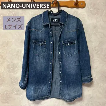 나노 유니버스 인디고 데님 셔츠 빈티지 가공 L 사이즈
