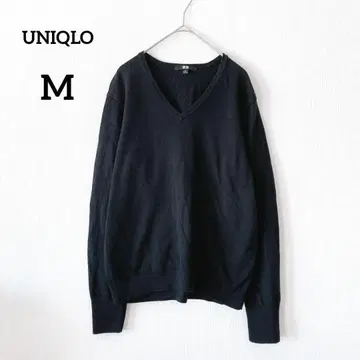 유니클로 긴팔 스웨터 M 블랙 V넥 니트 루즈핏 면 100% 279