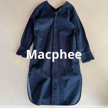 새상품급 정가 3만 엔 맥피 코튼 실크 롱 셔츠 데님 원피스