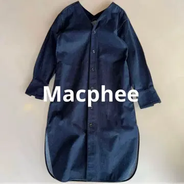 새상품급 정가 3만 엔 맥피 코튼 실크 롱 셔츠 데님 원피스