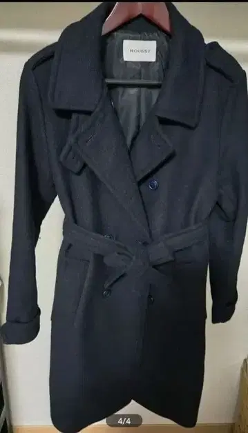 새상품급 MOUSSY 네이비 더블 브레스트 코트 벨트 포함