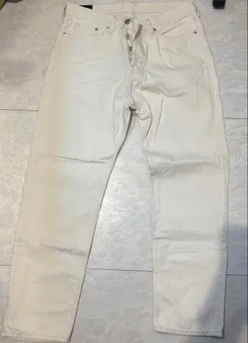 H&M 화이트 릴랙스 핏 데님 팬츠 32/30 밑단 기장 수선 없음