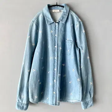 SEZANE 꽃 자수 블라우스 데님 세잔느 셔츠 38