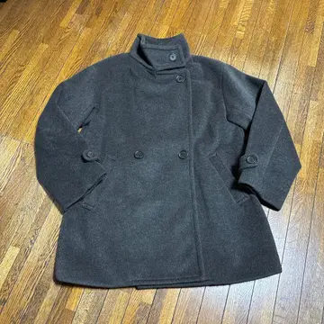 사만사 모스모스 블루 스탠드 카라 샤기 코트