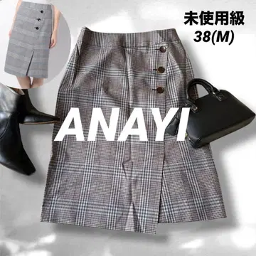 [ 미사용급 ] ANAYI 아나이 메모리 체크 랩스커트 퍼플 M