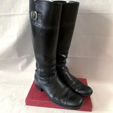 24cm BELLFLORRIE 천연 가죽 롱 부츠 블랙