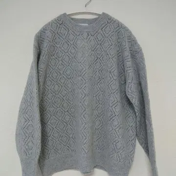 SHIPS any 레이스 편직 니트 스웨터 원사이즈 라이트 그레이