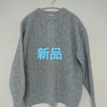 SHIPS any 레이스 편직 니트 스웨터 원사이즈 라이트 그레이