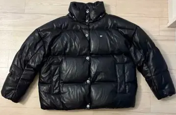 아디다스 블랙 가죽 다운 자켓