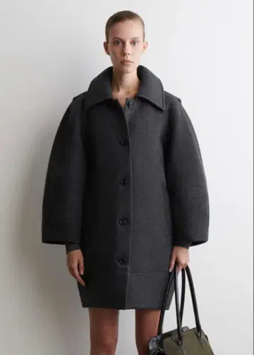 COS 코스 울 혼방 코트 다크 그레이 멜란지