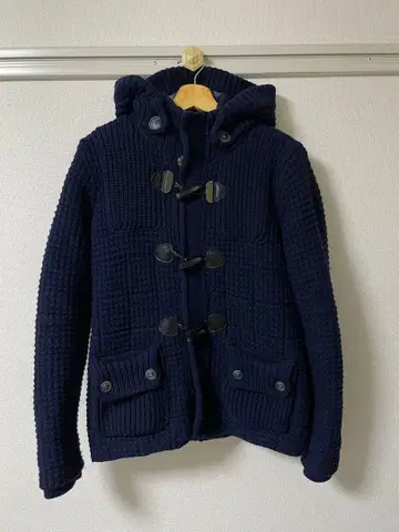 Bark 후드 부착 더플 코트 네이비