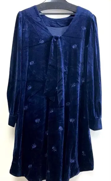 스나이델 네이비 벨벳 꽃 자수 원피스 새상품 snidel