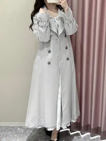 An MILLE 트렌치코트 그레이 블루 스카이블루