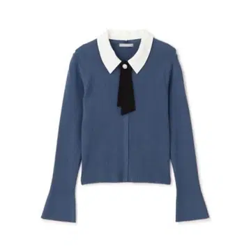 JILL by JILL STUART 카라 부착 리본 타이 니트탑 블루