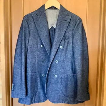 ITAL STYLE 다크 블루 더블 브레스트 테일러드 자켓