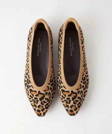 그린 라벨 릴랙싱 웰니스 니트 플랫슈즈 레오파드 무늬