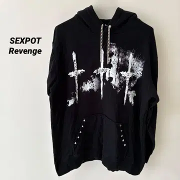 SEXPOT Revenge 블랙 후드티 상의 스터드 장식