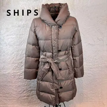SHIPS M 베이지 다운 자켓 벨트 포함 다운 80% 포켓 있음