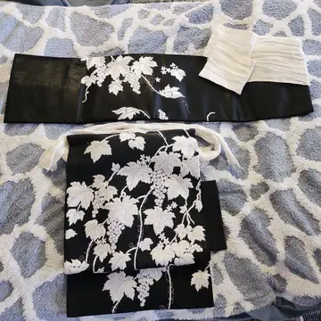 블랙 베이스 순수 실크 이중 북 스타일 투피스 오비