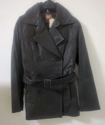 본 가죽 더블 브레스트 자켓 다크 브라운