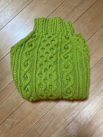 아란 하이넥 스웨터 손뜨개질