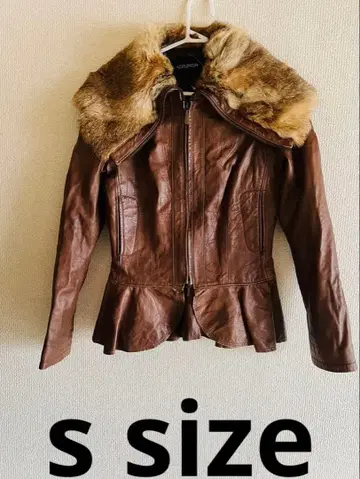 KOR@KOR 브라운 가죽 퍼 포함 자켓