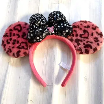 디즈니 미니 레오파드 무늬 핑크 머리띠