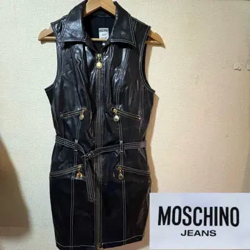 [ 레어템 ] MOSCHINO 블랙 인조 가죽 원피스