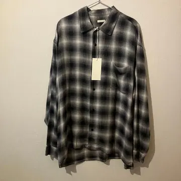 LIDNM 옴브레 레이온 셔츠 섀도우 체크 블랙 미사용