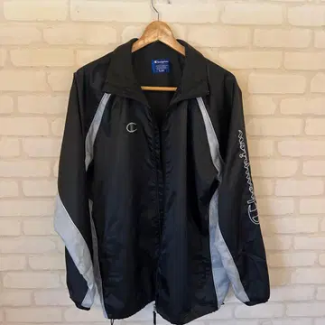 Champion 나일론 자켓 블랙/실버 90s