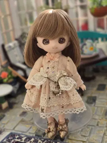 오비츠11용 가발 (4.5인치) 세미롱 라이트 브라운