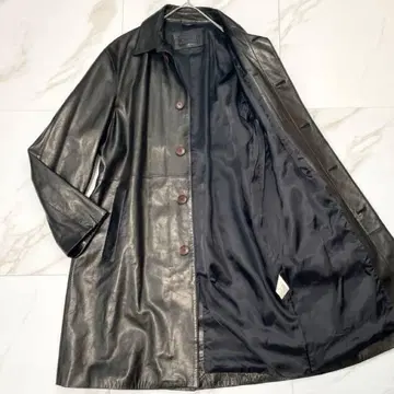 [컨디션 최상 양가죽] 더반 스텐카라 코트 롱 램 가죽 2way 블랙 L